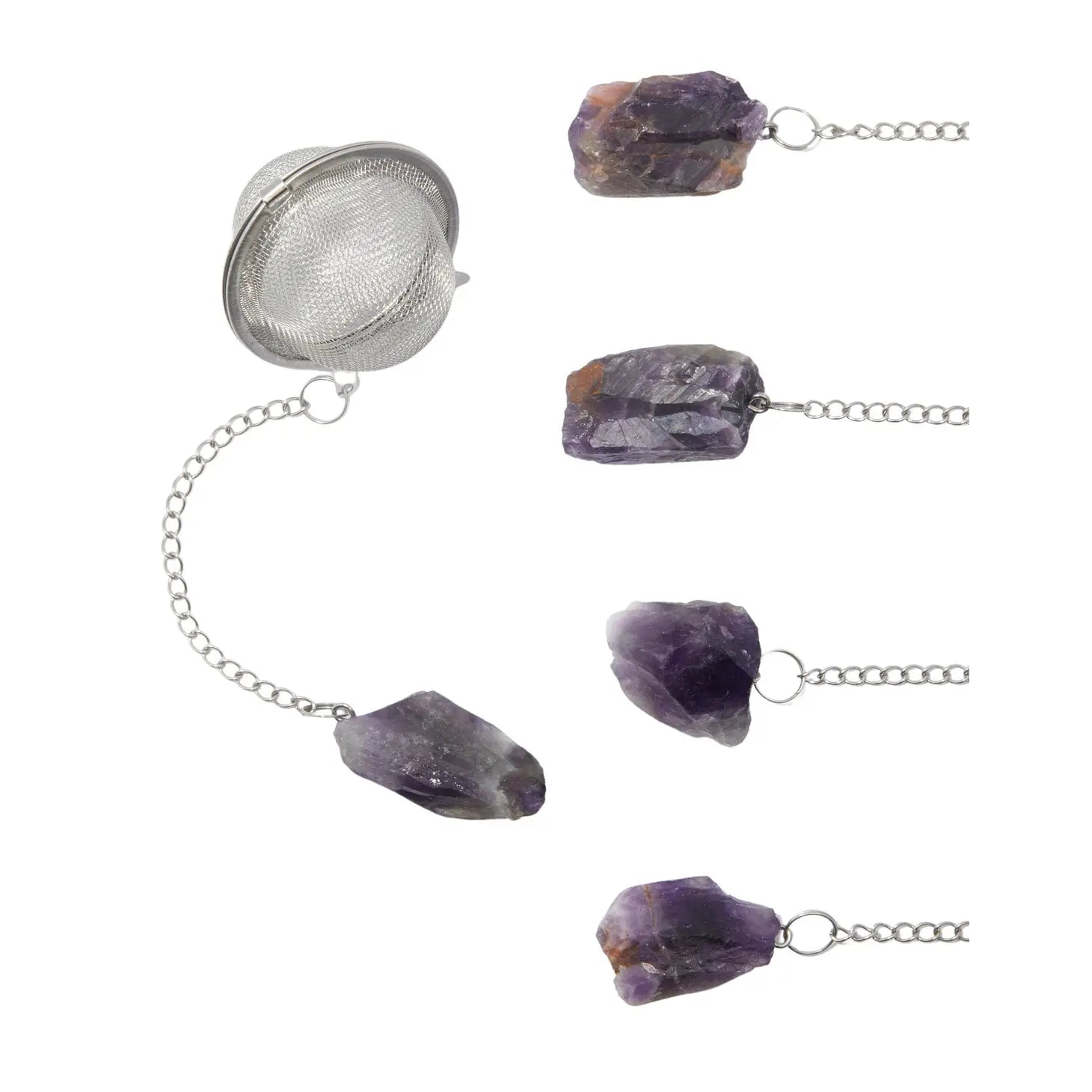 Crystal & Gemstone Tea Infuser - Amethyst, Lapis Lazuli, Rose Quartz